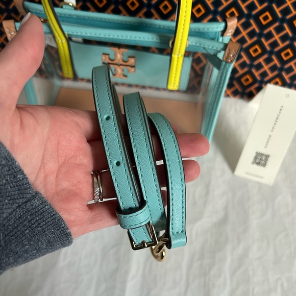 Tory Burch Blake Clear Mini Tote Bag Clear Blue Green - Picture 6 of 9